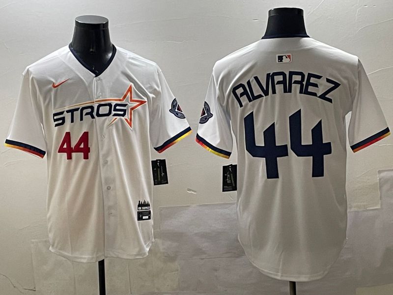 Men Houston Astros #44 Alvarez Cream Three generations Joint Name 2025 Nike MLB Jersey style 4->houston astros->MLB Jersey
